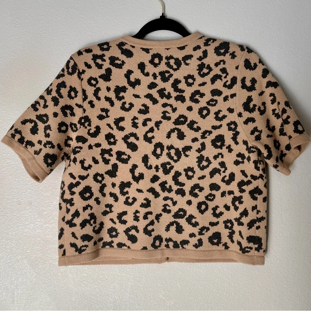 Abercrombie Leopard LuxeLoft Short-Sleeve Cardigan, M - Picture 4 of 6